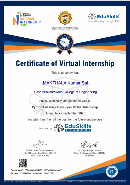 eduskills Intrenship Certificate